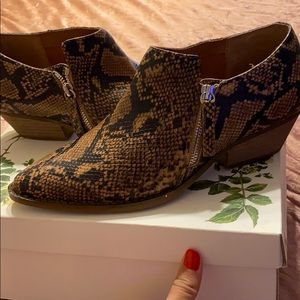 Chelsea and violet snake print booties